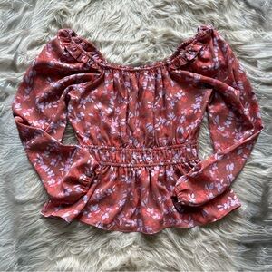 Nine West Floral Off-Shoulder Peplum Blouse